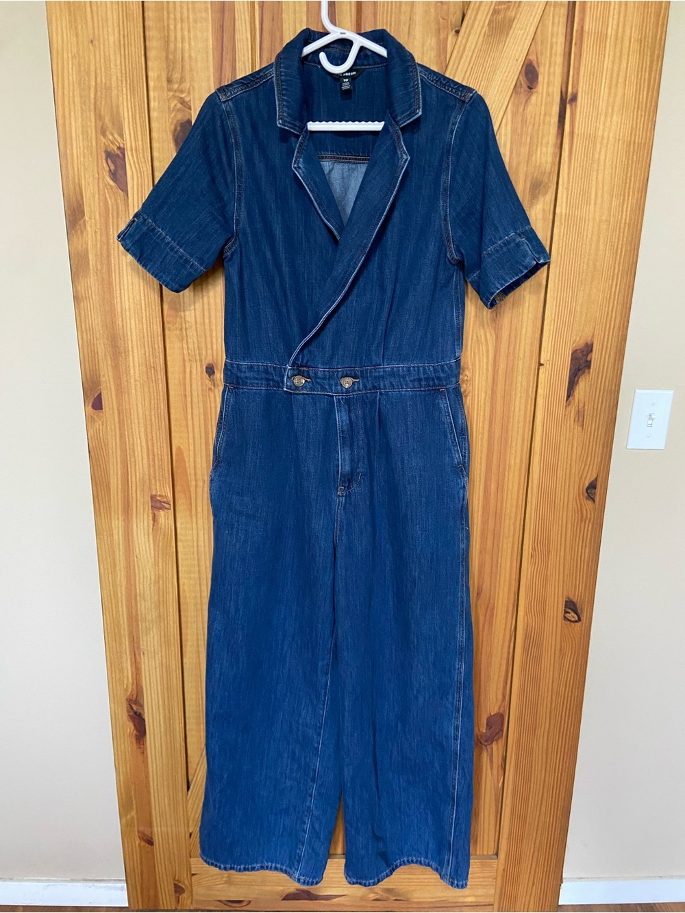 Joe Fresh Dark Blue Denim Jumpsuit with stretchy waist, pockets, wide leg